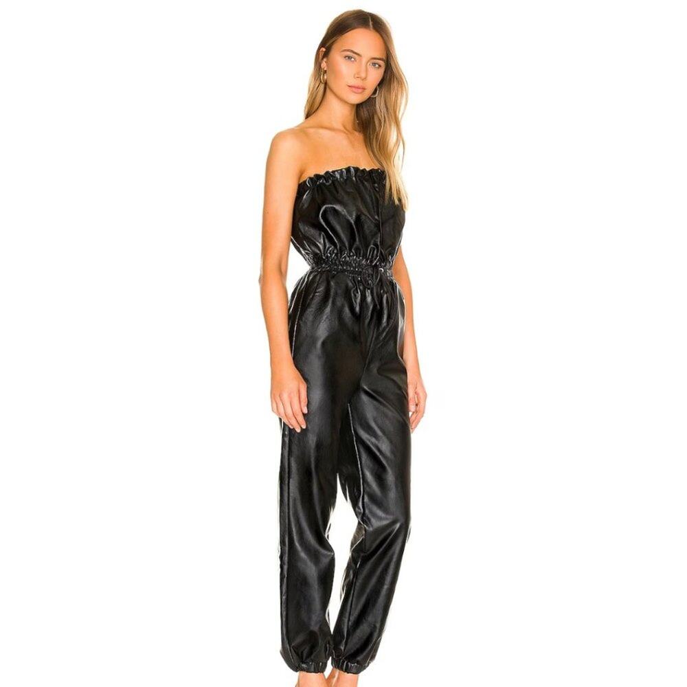 Lovers and Friends Heila Jumpsuit in Black Vegan Leather NWOT Size Small - Picture 2 of 3